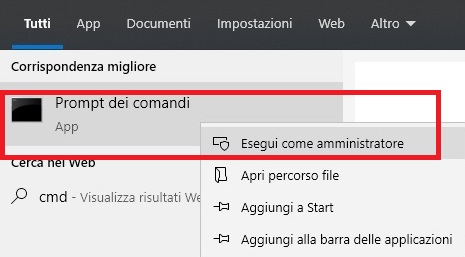 Prompt dei comandi di Windows