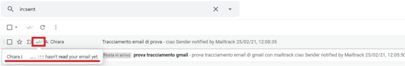 email inviata con successo con mailtrack