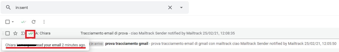 email inviata e letta con successo con mailtrack