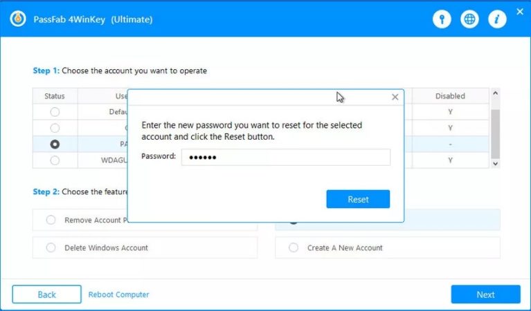 resettare la password di windows 10