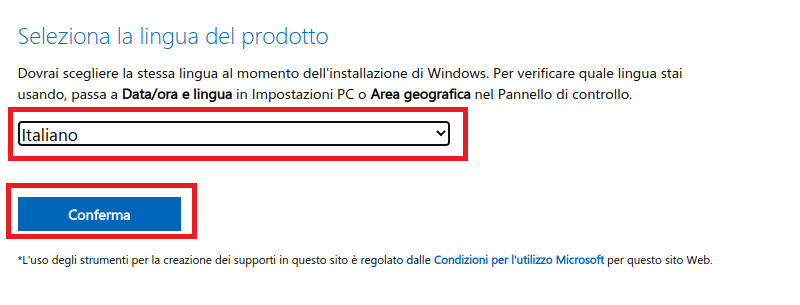 seleziona la lingua di windows 10