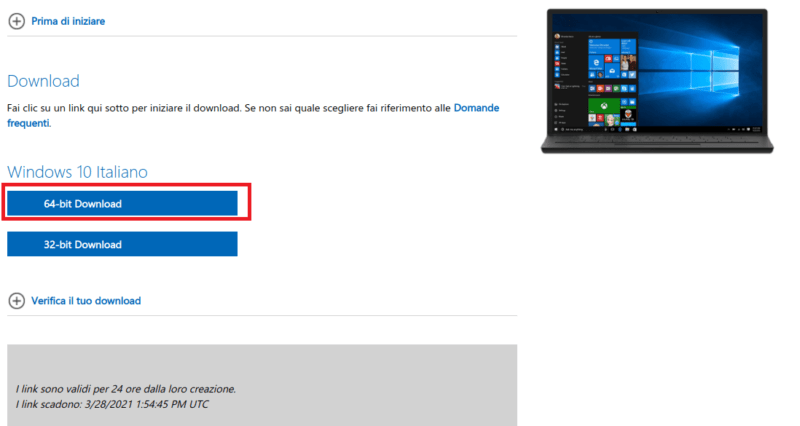 windows 10 download iso italiano 64 bit
