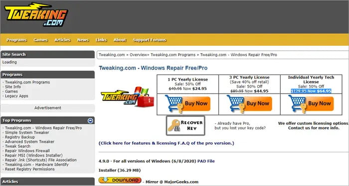 ripristino automatico windows 10