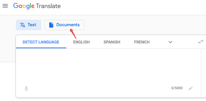 google translate documents