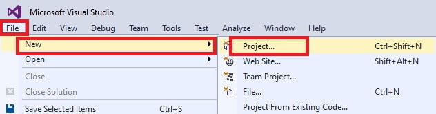 visual studio new project web application