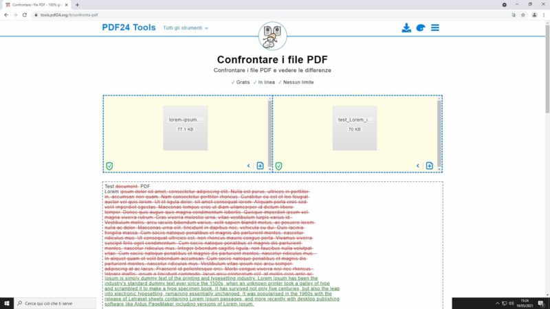 confronta file pdf