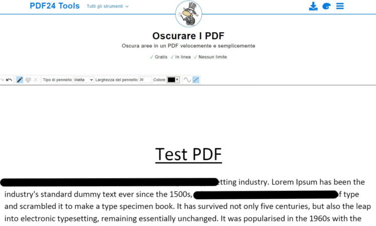 oscurare parti di un pdf