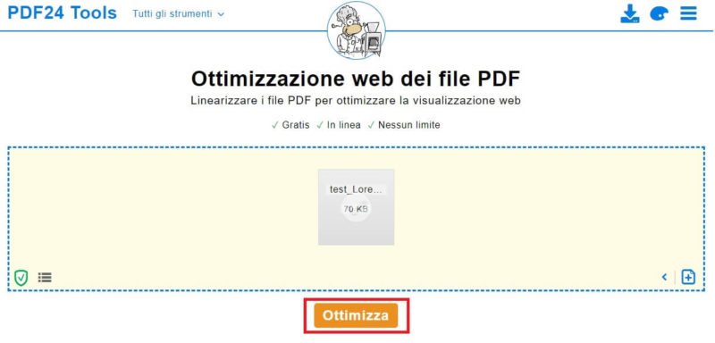 ottimizzare pdf per il web