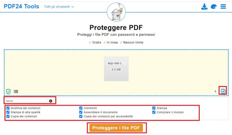 proteggere pdf con password