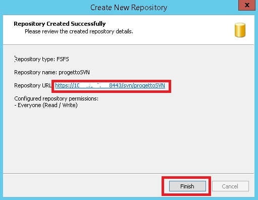 repository SVN creato con successo