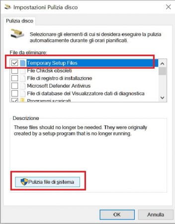 strumento pulizia disco di windows 10