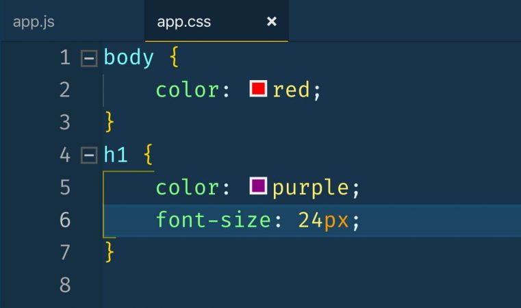 codice CSS di esempio formattato con prettier