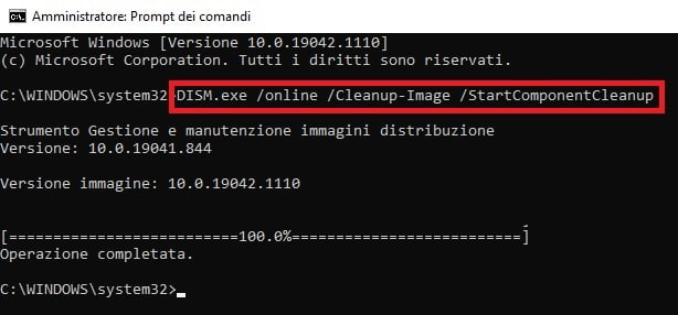liberare spazio su Windows 10 da prompt dei comandi