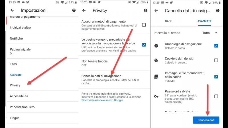 memoria piena, liberare spazio android e svuotare la cache