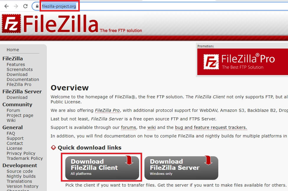 web app development with filezilla Client