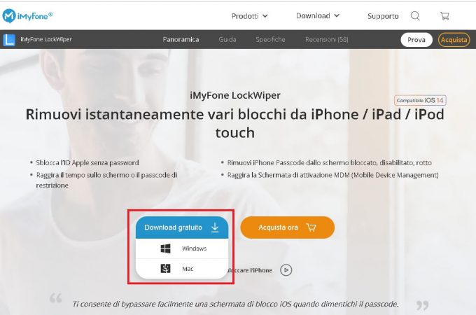 sbloccare un iphone con iMyFone LockWiper