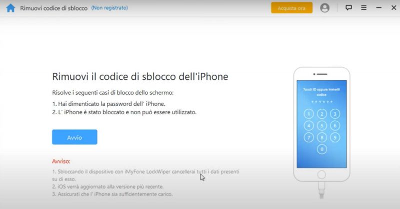 sbloccare un iphone con iMyFone LockWiper