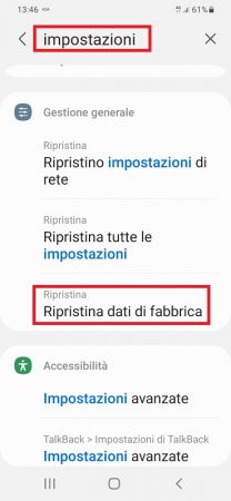 ripristino telefono android