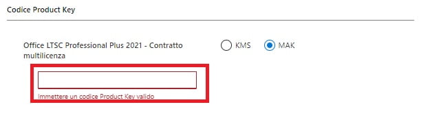 codice product key per licenza preview di office
