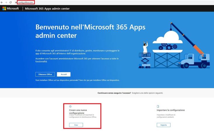 crea configurazione distribuzione office