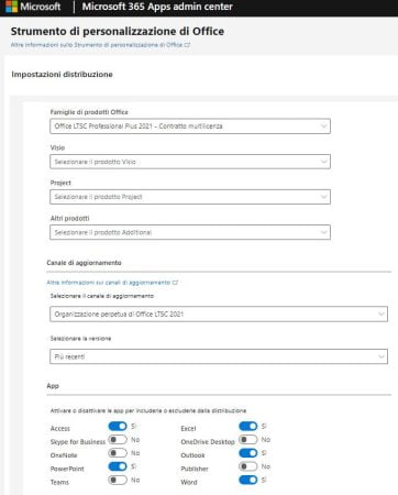 configurazione distribuzione office