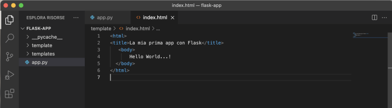 contenuto del primo template Flask