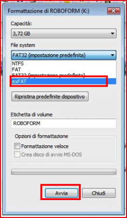 formattare una chiavetta usb in exfat con windows 10