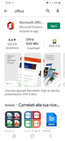 installa office da google play per convertire immagini in word