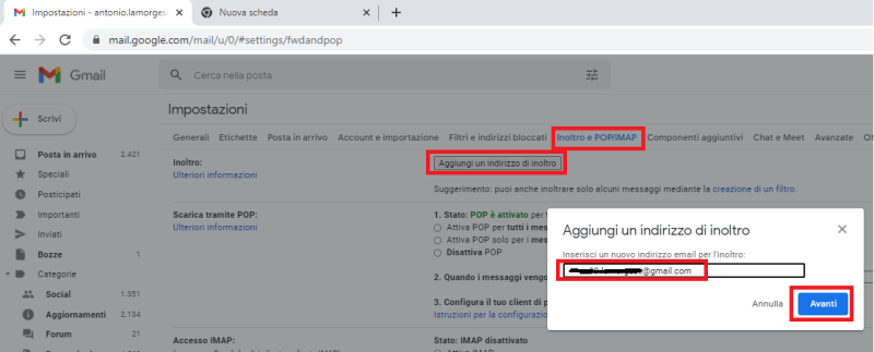 posta gmail in arrivo