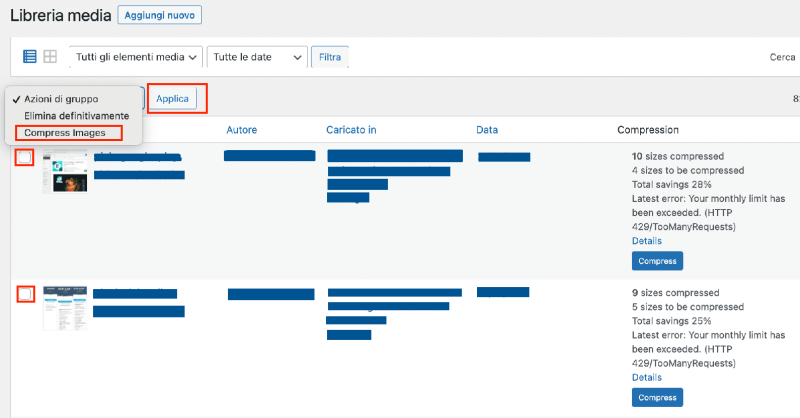 il plugin tinypng e tinyjpg in azione