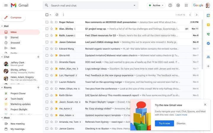 nuova interfaccia gmail