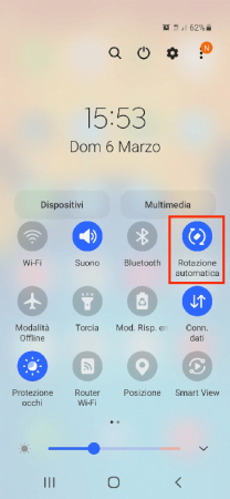attivare la rotazione automatica per la condivisione a schermo intero