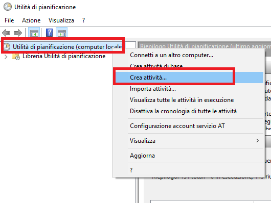 aggiornamento software con il task scheduler