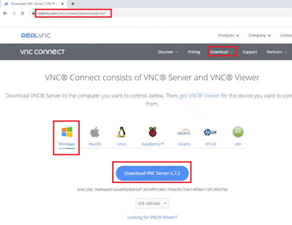 installare VNC Server per Windows 10