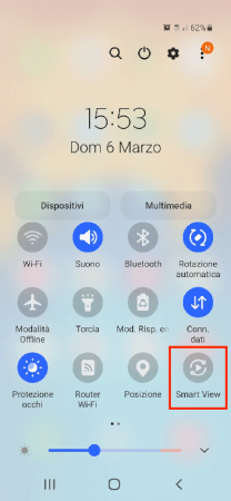 condividere lo schermo del telefonino attivando la funzionalità smart view