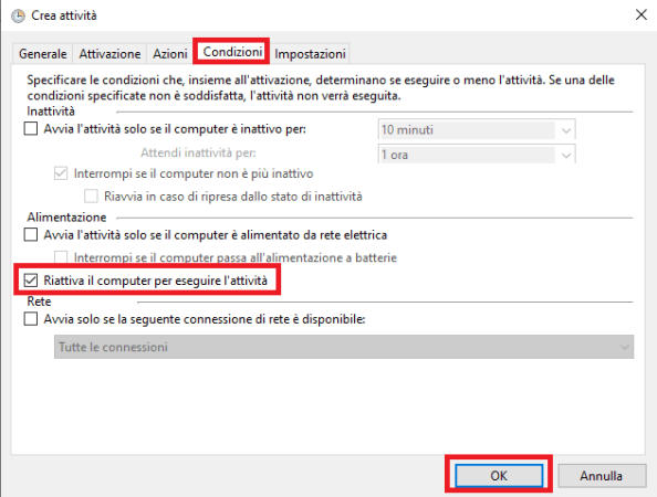 task scheduler scheda condizioni