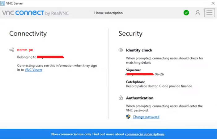 VNC Server installato