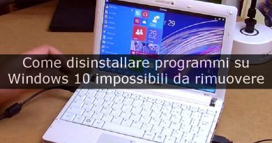 disinstallare programma su windows 10