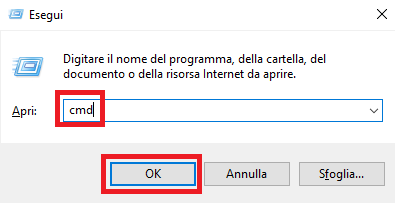 apri prompt dei comandi windows