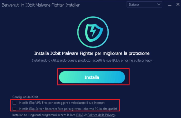 procedura di installazione di IObit Malware Fighter
