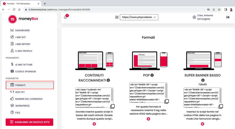 Integrazione dei formati per gli annunci