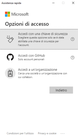 opzioni di accesso alternative per richiedere assistenza