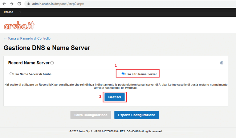 configura il provider per l'utilizzo dei due DNS forniti da Quic.cloud