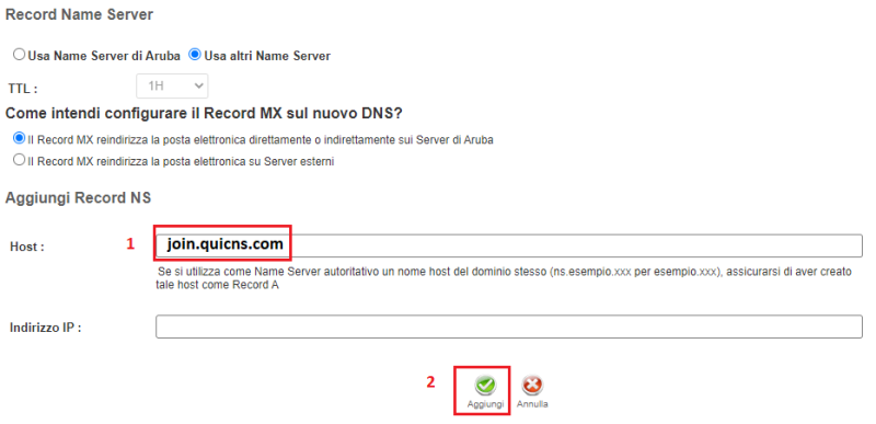 Specifies the first DNS provided by Quic.cloud