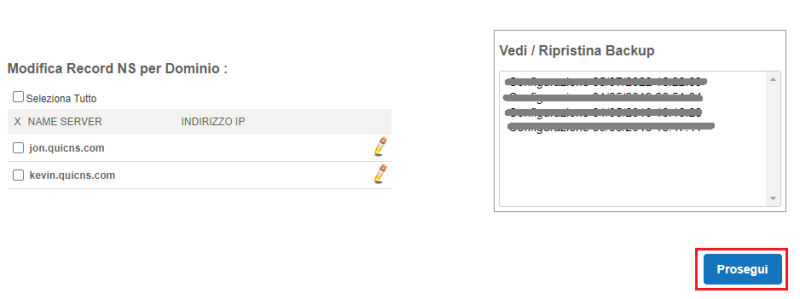 Accept and continue with the Quic.cloud DNS setting to replace those of Aruba