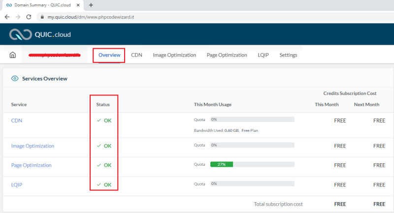 Configurazione di Quic.cloud CDN terminata