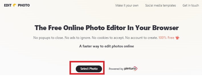 Upload your photo, and proceed with photo editing