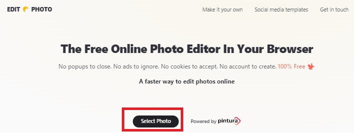 Carica la tua foto, e procedi con il photo editing