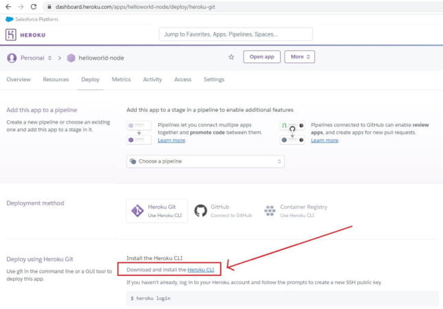 download e installazione di Heroku CLI