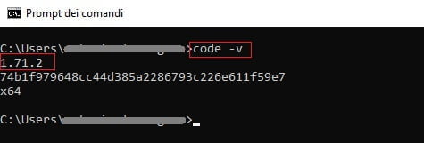 Verifica installazione Visual Studio Code